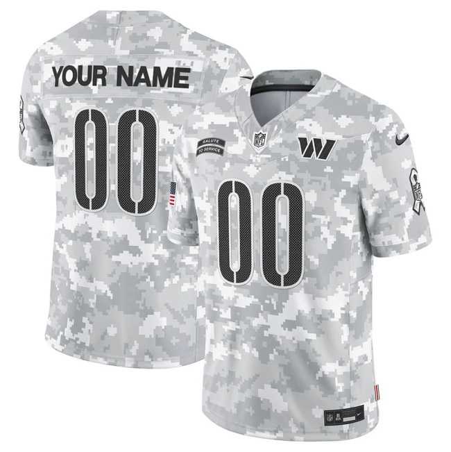 Men%27s Washington Commanders Active Player Custom 2024 F.U.S.E Arctic Camo Salute To Service Limited Stitched Football Jersey
